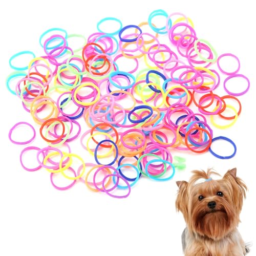 Cyrank 100 Stück Hundehaar Gummibänder, Mini Elastisch Bunt Haustiergummibänder Kleine Hundehaarbänder Hundepflege-Haaraccessoires für Hunde Yorkie Pudel Hund Pferd