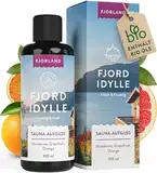 FJORLAND® Fjordidylle Saunaaufguss Fruchtig mit BIO Öle aus Mandarine, Grapefruit, Orange 100 ml - Sauna Aufgussmittel extra hochdosiert