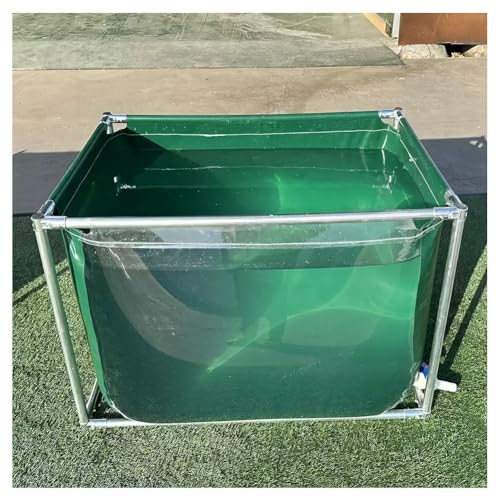 Transparenter Aquarienteich mit Ablassventil, PVC-Segeltuch, Fischteich mit Stahlrahmen, große Outdoor-Plane für Fische und Garnelen (Grün, 1 x 1 x 0,5 m)