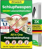anwerk® Schlupfwespen gegen Lebensmittelmotten - 3 Karten à 1 Lieferung - Effektiv Lebensmittel Motten bekämpfen - Alternative zur Mottenfalle, Mottenspray, Pheromonfalle (3X Karten à 1 Lieferung)