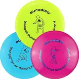 Eurodisc Disc Golf Frisbee Einsteiger Starter Set besonders hochwertig haltbar Selection Putter Midrange Driver (GelbPinkBlau)