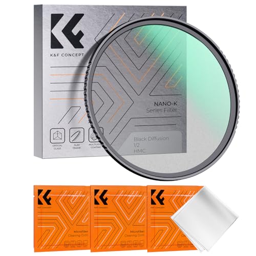 K&F Concept Nano-K Serie Black-Mist 1/2 Filter 67mm Black Promist 1/2 Filter aus Optisches Glas mit 18-lagiger Nano-Beschichtung, Black Diffusion Filter 1/2 für Videoaufnahmen/Portraitfotografie
