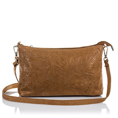 FIRENZE ARTEGIANI. Handtasche für Damen, Echtleder, mit Arabesken-Gravur, lackiert, Handtasche für Damen, hergestellt in Italien, italienisches Leder, 27 x 15 x 7 5 cm, Farbe: Leder, Leder