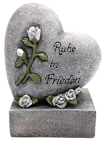 Anosta Herz auf Sockel - Grabdekoration, Grabschmuck (grau - Rose)