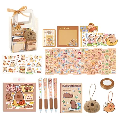 Capybara-Schulbedarf-Set, Briefpapier, Capybara-Themen-Briefpapier-Set - Haftnotizen-Set mit Capybara-Stift - Niedlicher Capybara-Bleistift, Cartoon-Briefpapier-Set, Schulbleistift für Kinder, Student