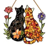 Buntglas, fensterbilder zum aufhängen, sonnenfänger Fenster, fensterdekoration, Gartenkatze-Acryl-Fensterdekoration, gebeizter Sonnenfänger für Fenster, Terrasse, Wand, Haus und Garten