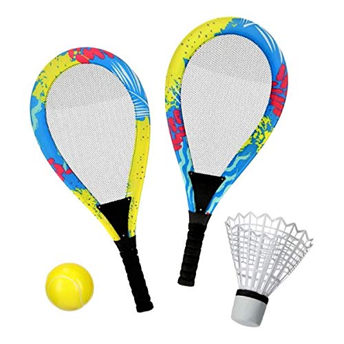 Cepewa Federballspiel XXL 55x26cm bunt │2 Schläger 1 Softball 1 Federball │Ballspiel Outdoor aktiv