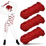 Prosixtoy Sex Bondage Seil BDSM Fesseln Seil - 3x10M Baumwollseil Sex Seil Set für BDSM Anfänger, 8MM Shibari Seile Sex Bondage Fesselungsset Fetisch SM Spiel Sexspielzeug für Frauen Paare (Rot)