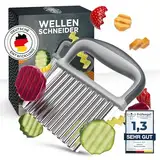 Edelfeld Wellenschneider für Pommes, Obst & Gemüse [TESTSIEGER] - Spülmaschinengeeignetes Wellenmesser - Riffelmesser für Erwachsene & Kinder - Solides Wellenschnittmesser aus Edelstahl - Für BLW