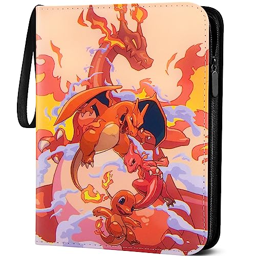 Sammelalbum für Pokemon Karten,Sammelkarten Album 4-Pocket,400 Taschen Hefte für Karten mit 50 Seiten,PU-Material mit wasserdichter Oberfläche,Album Heft binder für Karten (L400)