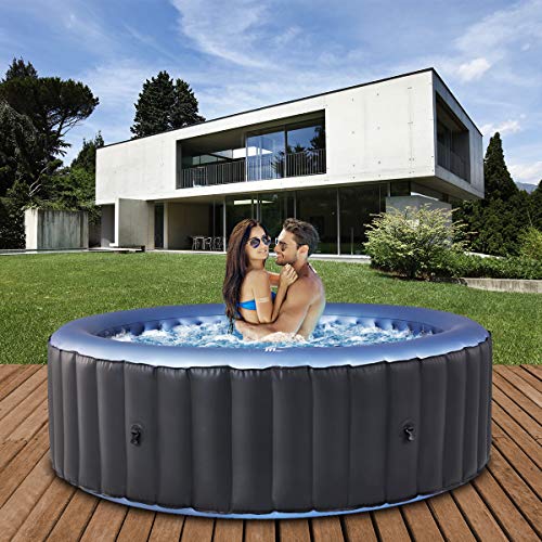 Miweba MSpa aufblasbarer Whirlpool Outdoor Bergen C-BE061 | Rund ⌀ 204.0 cm - 6 Personen Spa Pool aufblasbar - UV-C Reinigung - Bis 1429 L - 40°C - Fernbedienung - 138 Düsen - (6 Personen)