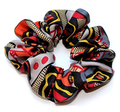 Haargummi Seide Kollektion Psychedelic grau rot gelb Seidenhaargummi scrunchie Haar-Accessoire Frauen Mädchen Stoff designer scrunchie - einzigartiges & maß