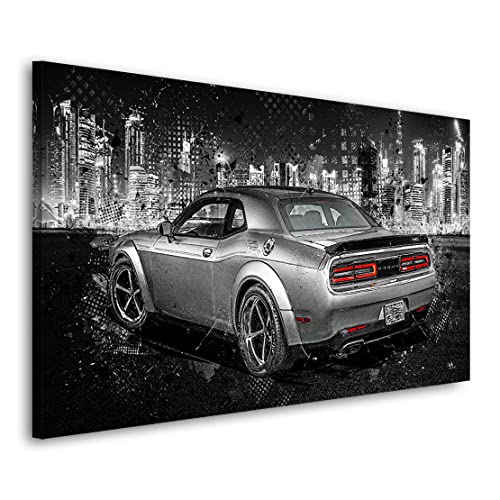 Kunstgestalten24 Leinwandbild Dodge Charger Abstrakt Wandbild Kunstdruck Raum- u. Wanddekoration Übergrößen