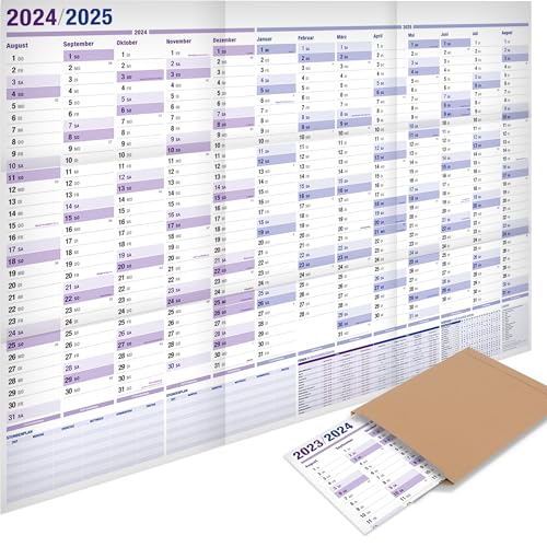 Yohmoe® XXL Schuljahresplaner 2024/2025 im Format 98x68 cm. Der Wandkalender 2024 2025 für Lehrer und Schüler im gefalzten Format. Ideal auch als Jahresplaner 2024 2025