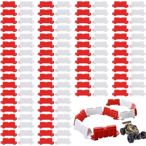 Kiuiom RC Auto Barriere,RC Drifting Rennstrecke Straßensperre,Universal ferngesteuertes Auto DIY Rennstrecke Straße Barriere 120PC RC Auto Drift Feld Zaun Drift Landebahn dekorative Zubehör