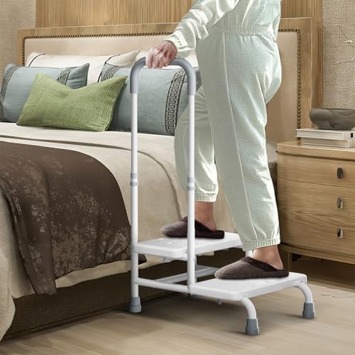 FORTEMOTUS Badewannenstufe mit Haltegriff – Einstiegshilfe für Senioren & Behinderte, 2 Stufen, Tragfähigkeit bis 200 kg, ideal für Badewanne, Bett & Auto(Weiß)