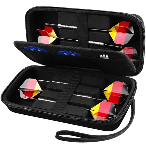 Grapsa Darttasche Box, Darts Case Hülle für 6 Steeldarts oder Softdarts. Dartkoffer Aufbewahrung Tragehalter with 6 Taschen für Dart Flights & Zubehör