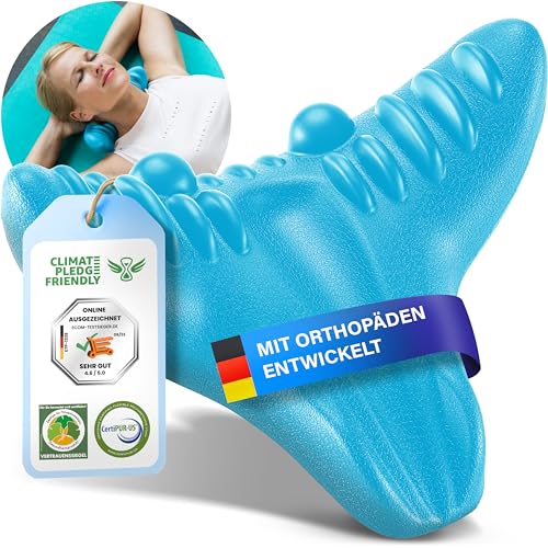 Healthfix® Nackenstrecker orthopädisch inkl. deutscher Anleitung | Nacken Entlaster bei Nackenverspannung | Cloudy Neck | Nackenretter gegen Nackenschmerzen (Blau)