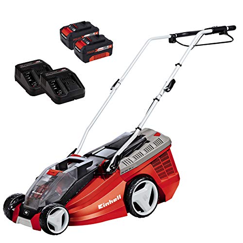 Einhell Akku-Rasenmäher GE-CM 36 Li Kit Power X-Change (36 V, 36 cm Schnittbreite, bis 350 m², Brushless, 40L Fangkorb, 25-75 mm Schnitthöhe, inkl. 2x 3,0 Ah-Akku und 2x Ladegerät)