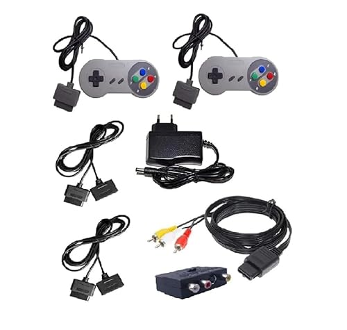 Zubehör Set Verlängerungskabel Netzteil Controller für Super Nintendo SNES Controller Verlängerung TV Kabel