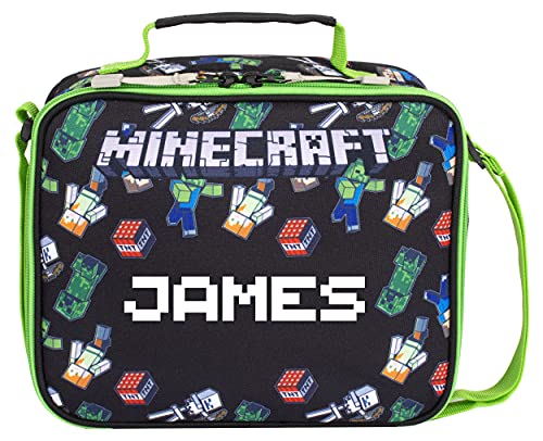 Minecraft - Minecraft Welt personalisierte Lunch Bag - Kinder Lunch Box - Offizielle Minecraft Merchandise - Personalisierte isolierte Lunch Bag für Minecraft Fanatics