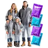 ZENO Regenponcho Festival Wasserdicht - Regenponcho Familien Set - Regencape Festival Einweg - Damen, Kinder & Mann - Transparent mit Kapuze - Reise, Wandern, Camping