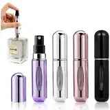 Gigmeta 4 Stück Parfümzerstäuber, 5ml Nachfüllbar Leer Reise Parfüm Zerstäuber, Mini Portable Sprühflasche mit Fenster, Flaschen für Handtasche, Ferien, Glas