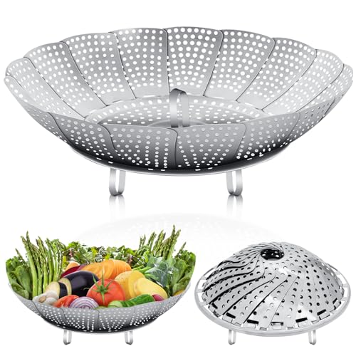 Royouzi Dampfgarer Einsatz Einstellbar DäMpfeinsatz Durchmesser Offen 27cm Stainless Steel Steamer DäMpfeinsatz FüR KochtöPfe GemüSedäMpfer Zusammenklappbar Steamer Insert FüR Alle KochvorgäNge