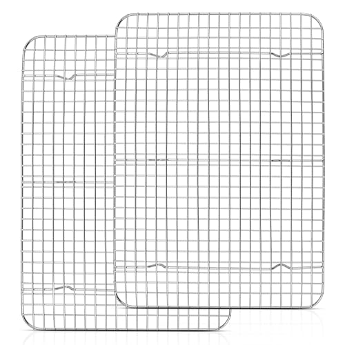 Homikit Abkühlgitter, 2 Stück Edelstahl Kuchengitter Auskühlgitter Groß, 39x28,7x2cm, Rechteckig Backgitter für Backen Kühlen, Spülmaschinenfest