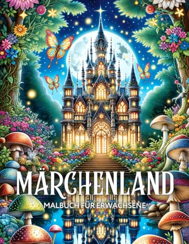 Märchenland Malbuch für Erwachsene: Fantasy Ausmalbuch mit Feenhaften Feen, Magischen Heimen und Mythischen Feenschlössern für Senioren und Jugendliche