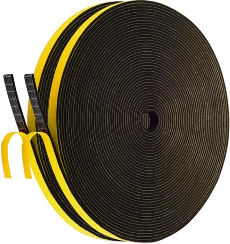 Palazen 20m Dichtungsband Selbstklebend für Türen Fenster 6mm(B) x1.5mm(D) Moosgummi Dichtband als Tür-Fenster-Dichtung-Zugluftstopper Schaumstoffband Abdichtung Schwarz [2 Rollen mit je 10m]