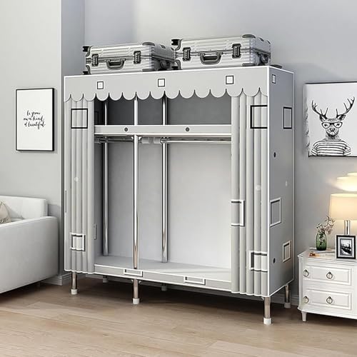 Stoff-Kleiderschrank, tragbarer Kleiderschrank, 120/140/160 cm, Segeltuch-Kleiderschrank mit Kleiderbügeln, erhöht die interne Kapazität, erweitertes Oberteil, hohes Bein-Design, temporärer