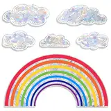 6 Stück Vogelschutz Regenbogen Fensterbilder, Selbstklebend Sticker Wolken Regenbogeneffekt, Prisma Fensteraufkleber Sonnenfänger Sticker, Wiederverwendbar Statisch Haftende PVC Aufkleber
