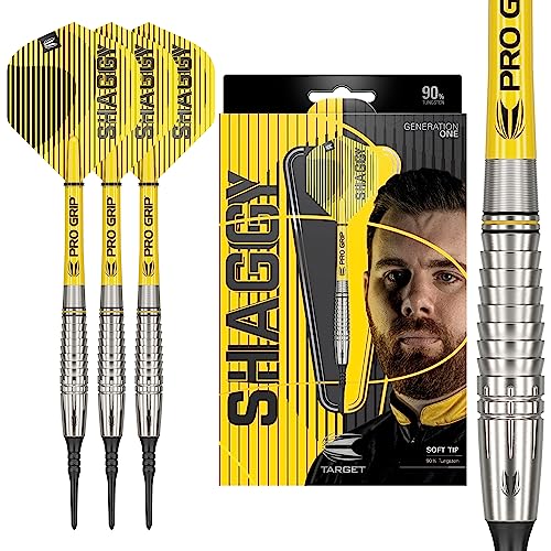 Target Darts Unisex-Adult Scott Williams 1. Gen. 90% Wolfram Softdarts-Set Dartpfeile, Silber und Gelb, 18G