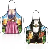 QESSUVNC 2 Stücke Kochschürze Lustige Grillschürze Männer Damen Verstellbare Küchenschürze Grillschürze Schürze für Oktoberfest, Grillen im Freien, Kochen, Gartenarbeit, Keramikkunst und mehr