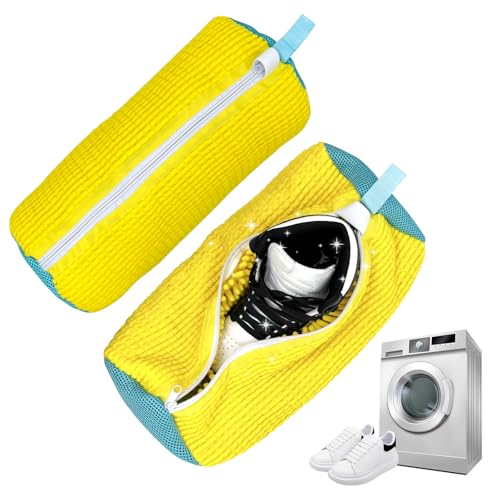 qianduoduo 2 Stück schuhwaschbeutel waschmaschine, 39 * 19 CM schuhwaschbeutel, schuhwaschbeutel waschmaschine, schuhbeutel waschmaschine, sneaker waschbeutel(Gelb)