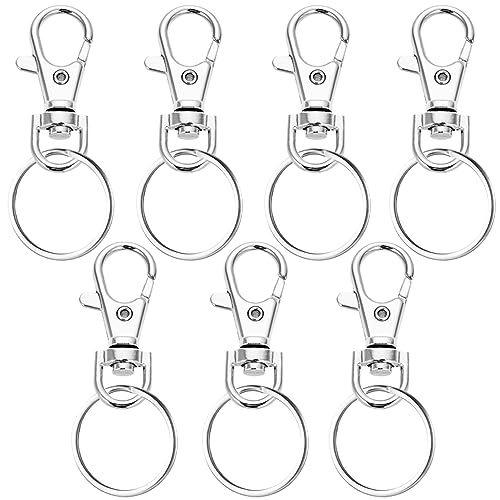 7 Stücke Schlüsselring Karabiner, Schlüsselring, Schlüsselanhänger Ringe, Schlüsselanhänger Clip Haken und Schlüsselringe, Schwenk 360° Drehbar, für Schlüsselanhänger, DIY, Basteln