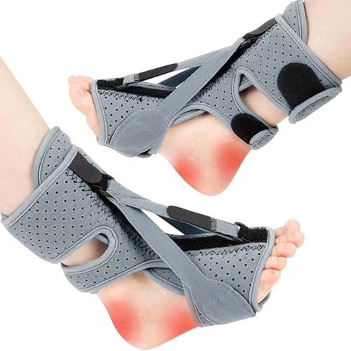 YBFBSJK Plantarfasziitis-nachtschienen Verstellbare Riemen Plantar Fasciitis Nachtschiene Ferse Schmerzlinderung Bandage Relief Plantar Fasciitis Achillessehnenentzündung Bandage(Grau)