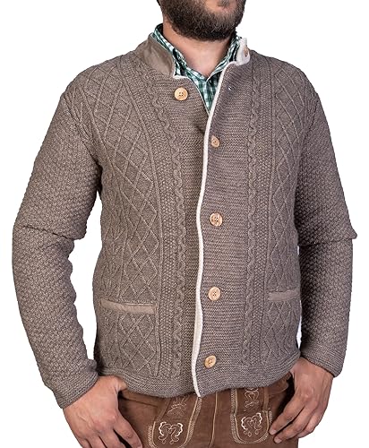 Trachtl Trachtenstrickjacke Herren Andi Strickjacke Herren Moderne bayrische Tracht, Knöpfen in Hirschhornoptik in 5 Farben… (Braun/Beige, S)