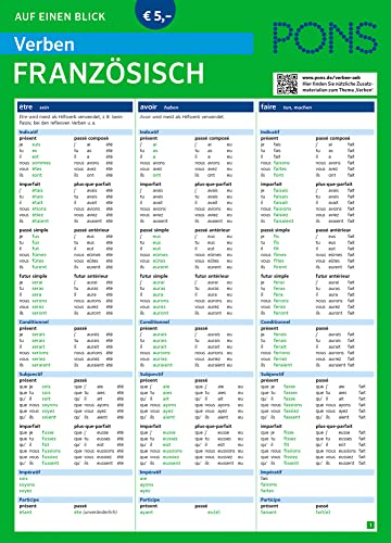 PONS Verben auf einen Blick Französisch: Die kompakte Übersicht mit Verbeformen und Konjugationen (PONS Auf einen Blick)