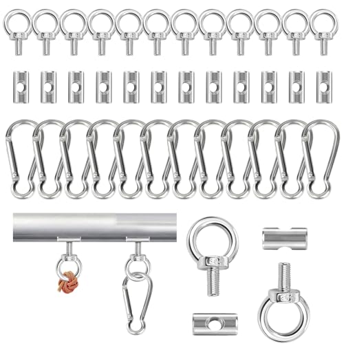 POFIBO 12 Stück Stopper für Kederschiene, 6 mm Kederstopper mit 12 Stück Karabiner, Edelstahl Kederstopper Camping Blockierungskit für Kederschiene Caravan Wohnmobil