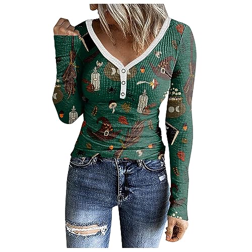 Pullover Damen Langärmlig Tops Drucken Sweatshirt Winter Mode Lose Tunika Lang Tops Oversized Langarmshirt Baumwolle Basic Rundhals Pullover Bluse Tops Oberteile