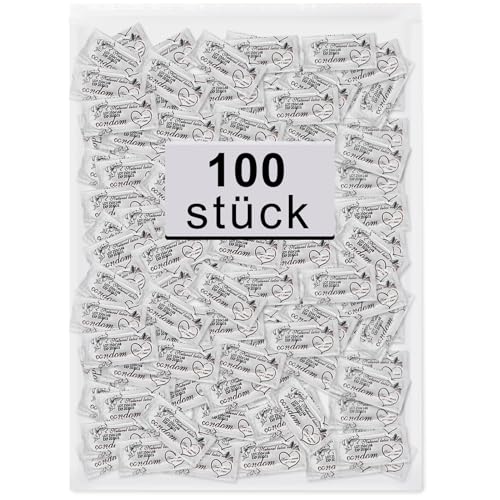 Kondome 100 Stück Packung - Condoms für männer - Natürliches Empfinden - Extra dünne Kondome für intensives Empfinden beim gemeinsamen Liebesspiel- 53 mm breite - Condoms for Men
