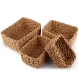 4er Set Aufbewahrungskorb Geflochten, Korb AufbewahrungStapelbare, Körbchen Boho Deko aus Papierseil, Korb Geflochten Wickeltisch, Storage Basket für Wohnzimmer Küchen Kinderzimmer Bad, Kleine Körbe