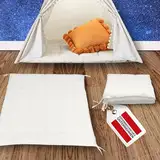 LIONHERZ® Tipi-Matte mit Bänder 120x120cm | gepolsterte Bodendecke für Spielzelt/Spielhaus| weiche quadratische Spieldecke für Kinder| abgesteppte Einlage/Unterlage zum Binden (Bright White)