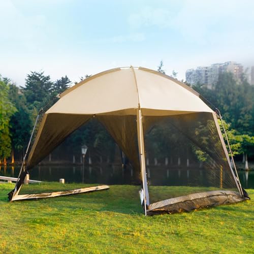 GVDV Event Pavillon 3 x 3 mit Moskitonetze, Outdoor Camping Faltpavillon Sonnenschutz Vorzelt inklusive Tragetasche, Perfekt Partyzelt Gartenpavillon für Familienfeier, Garten, Grill und Camping