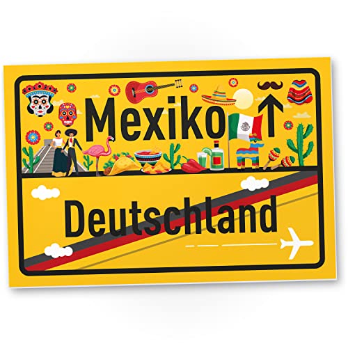 DankeDir! Mexiko Deutschland Ortsschild - Schild 30 x 20 cm - Geschenk Idee Gutschein Reise Urlaub Reisegutschein Männer & Frauen Geldgeschenk Abschiedskarte Geschenkidee Deko Karte