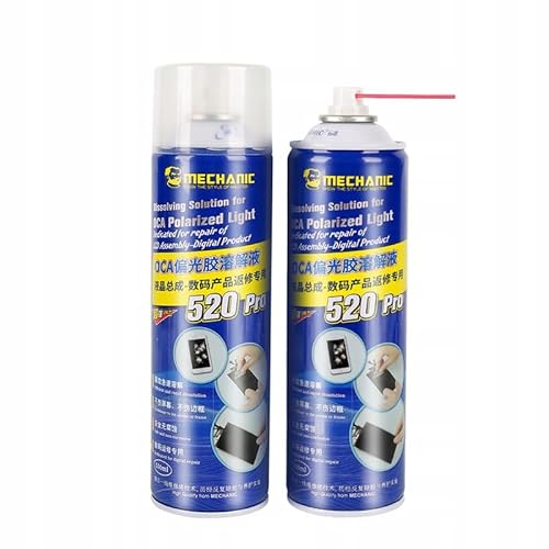 Mechanic 520 Pro – OCA-Kleber Reiniger | 550 ml, sicher für Bildschirme und Rahmen | Schnelle Wirkung für LCD-Reparaturen | Spray für Elektronikservice