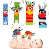 Baby Rasseln Socken Spielzeug Handgelenk Rassel und Fuß Finder Socken Neugeborene Baby Sensorisches Spielzeug für Mädchen und Jungen 0 3 6 9 12 Monate Geschenke