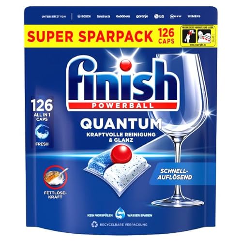 Finish Quantum Fresh Spülmaschinen Caps, Super Sparpack, 126 Finish Caps